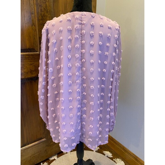 Forgotten Grace Dusty Rose Pink Long Sleeve V Neck Pokadot Size 1X Top Blouse - Picture 7 of 10
